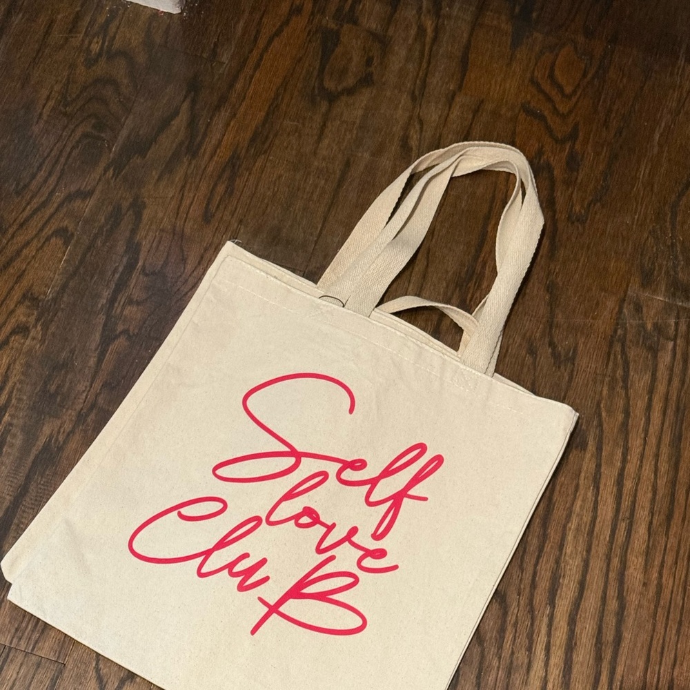 Self Love Club Canvas Tote Bag - Cream and Red